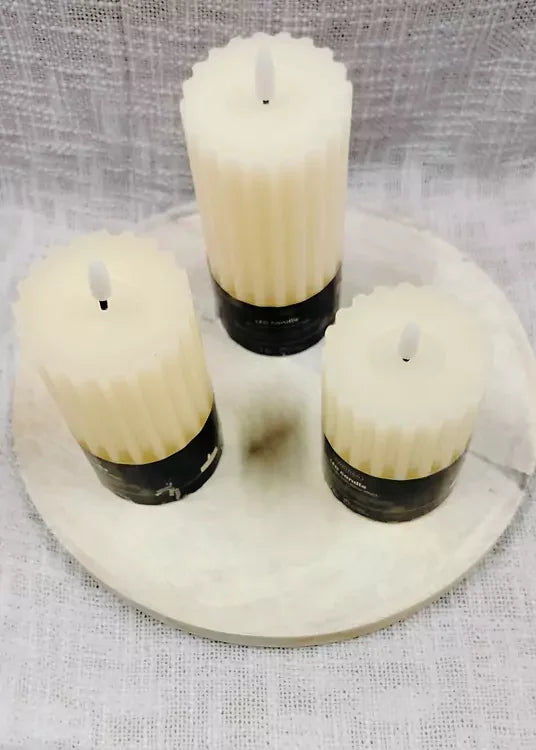 Kremowa Świeca LED z Prawdziwego Wosku z Timerem