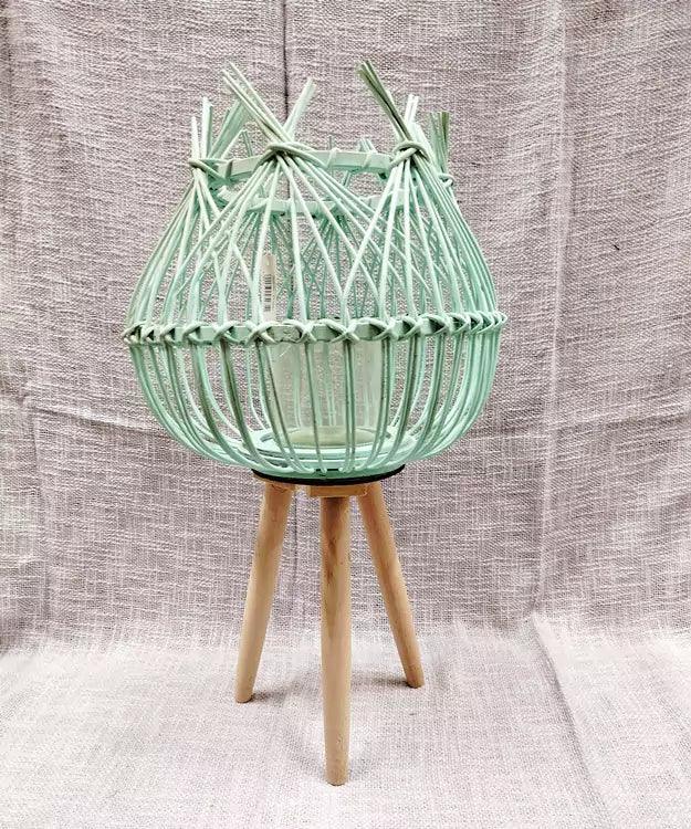 Lampion bambusowy DecoRaton w pastelowym zielonym kolorze