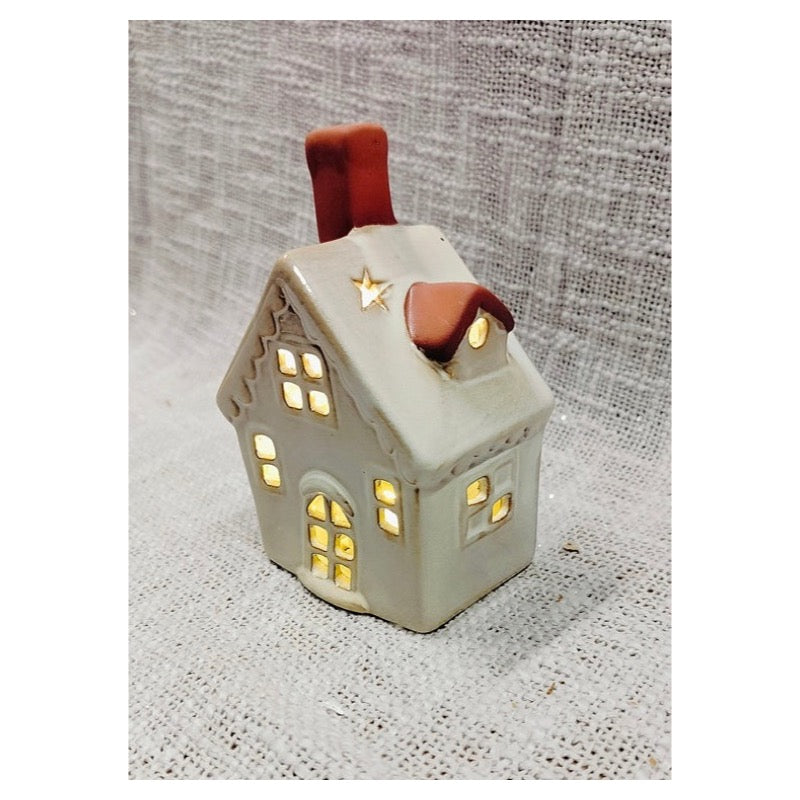 Domek lampionik ceramiczny z podświetleniem LE0228246B – widok z boku