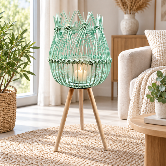 Lampion bambusowy duży Mint Habitat — aranżacja