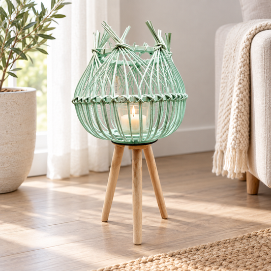 Lampion bambusowy mały Mint Habitat — aranżacja