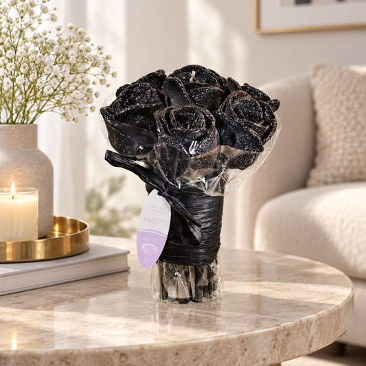 Świeca dekoracyjna Bukiet mały "Black rose" — aranżacja