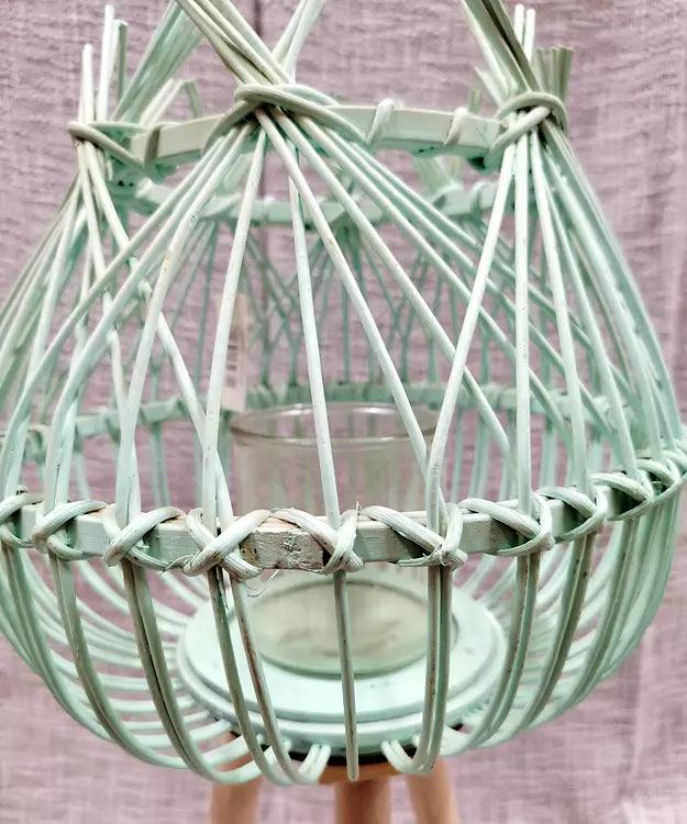 Lampion bambusowy DecoRaton w pastelowym zielonym kolorze