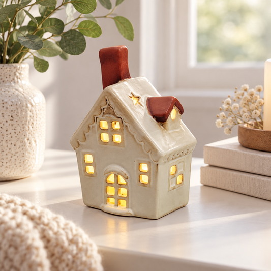 Domek lampionik ceramiczny z podświetleniem LE0228246B — aranżacja