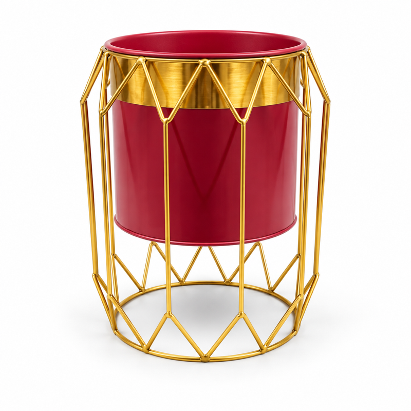 Kwietnik  duży Geometric Elegance - Burgund i Złoto — zdjęcie główne