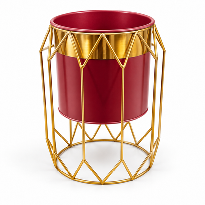 Kwietnik  duży Geometric Elegance - Burgund i Złoto — ujęcie boczne