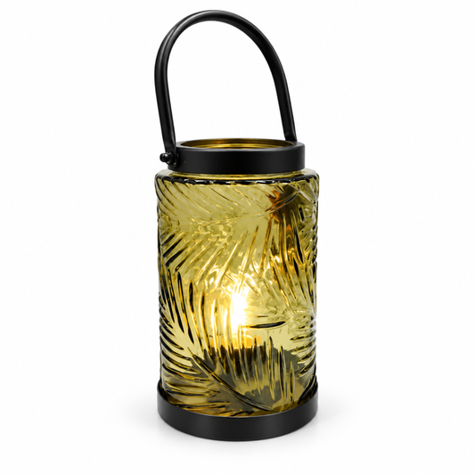Lampion szklany LED oliwkowy 20cm — zdjęcie główne
