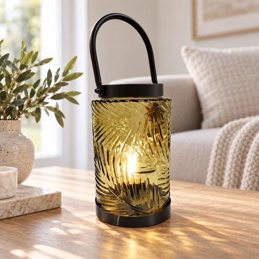 Lampion szklany LED oliwkowy 20cm — aranżacja