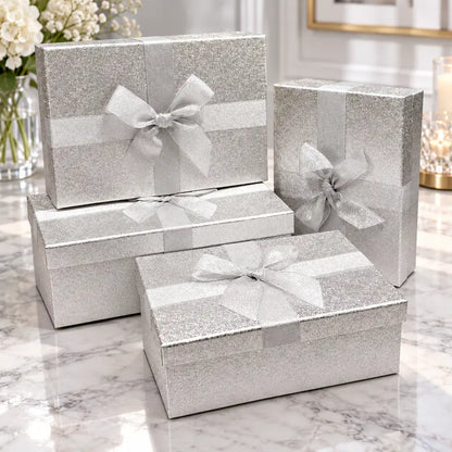 Zestaw eleganckich pudełek prezentowych "Silver Shimmer" – aranżacja