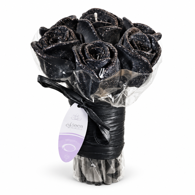 Świeca dekoracyjna Bukiet mały "Black rose" — ujęcie boczne