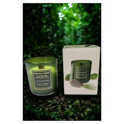 Świeca zapachowa, sojowa z drewnianym knotem CEDARWOOD – zdjęcie główne